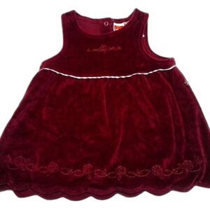 McKids Vintage Velvet A-Line Jumper Dress Burgundy Size 18 Months